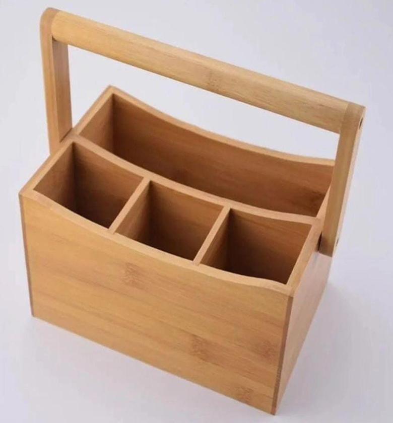 Portable countertop/kitchen cutlery organizer with handle. image