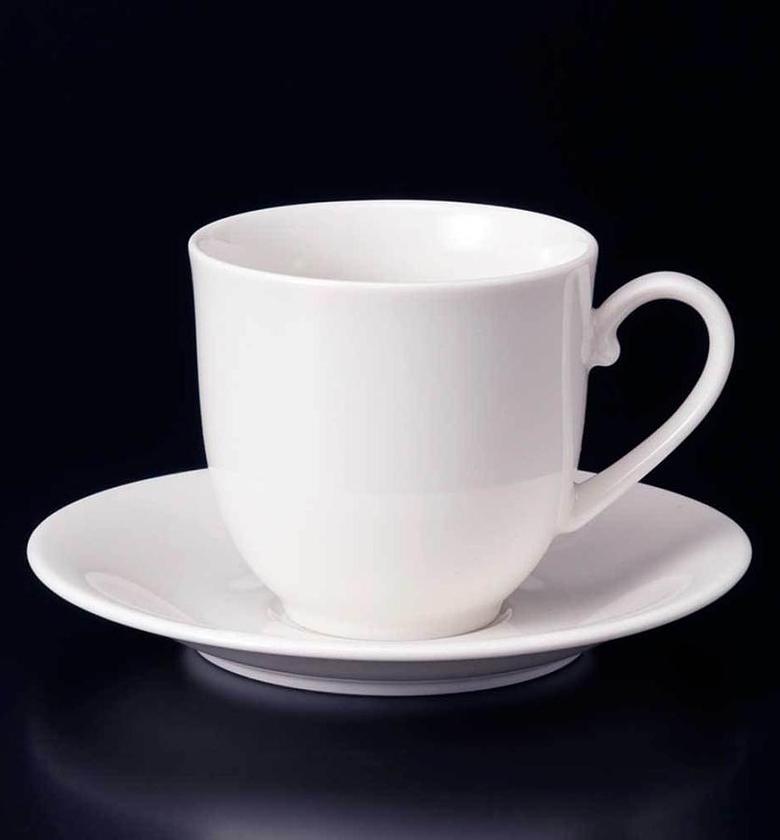 Cup and saucer white  Per set of 6  ✅Made of ceramic  ✅Saucer 5.5" ✅Cup 9cm x 8cm ✅Saucer and cup 15cmx10cm image
