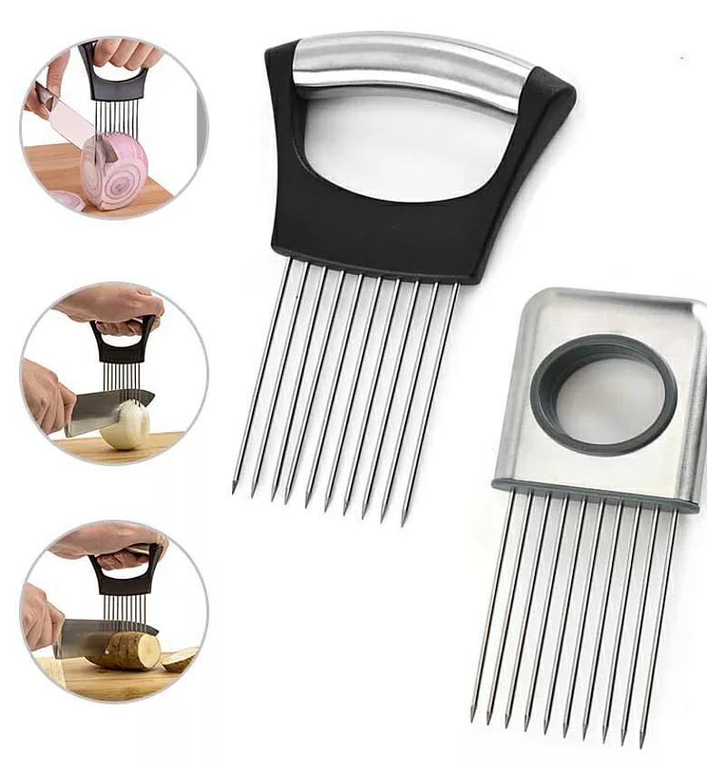 COMB FOOD SLICE ASSISTANT. stainless steel comb-like food slice assistant image