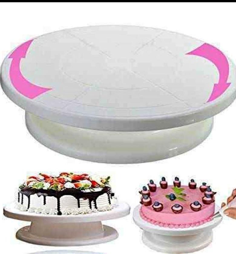 CAKE TURN TABLE. 360°Rotating Cake Decoration Turntable Baking Tool Turn Table image