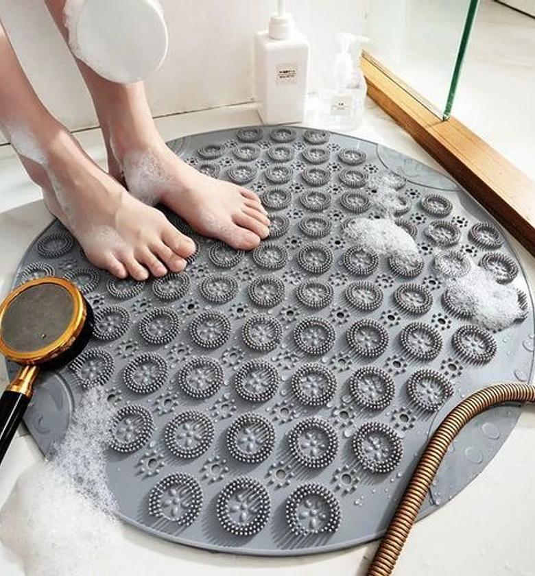 BATHROOM ANTISLIP MAT. Round Anti-Slip Shower/Bath Mats Bathroom Mat- Perforated image