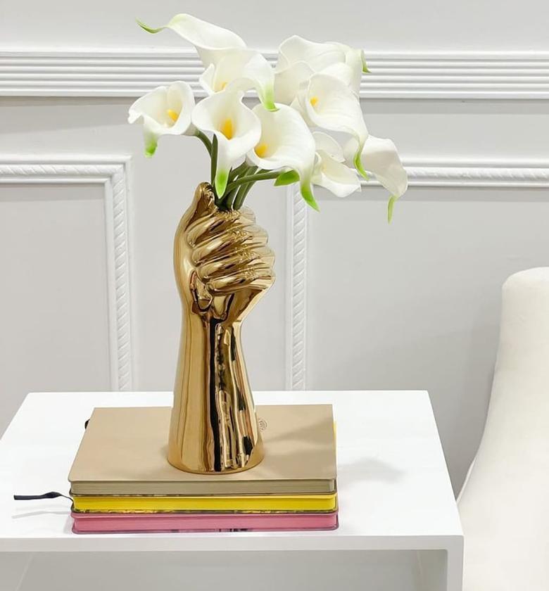 HAND VASE. Ceramic folded hand vase image