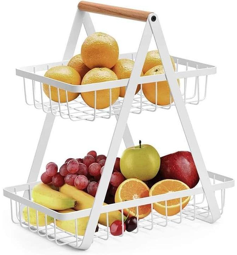 2 tier countertop fruit basket portable for kitchen organiser  image