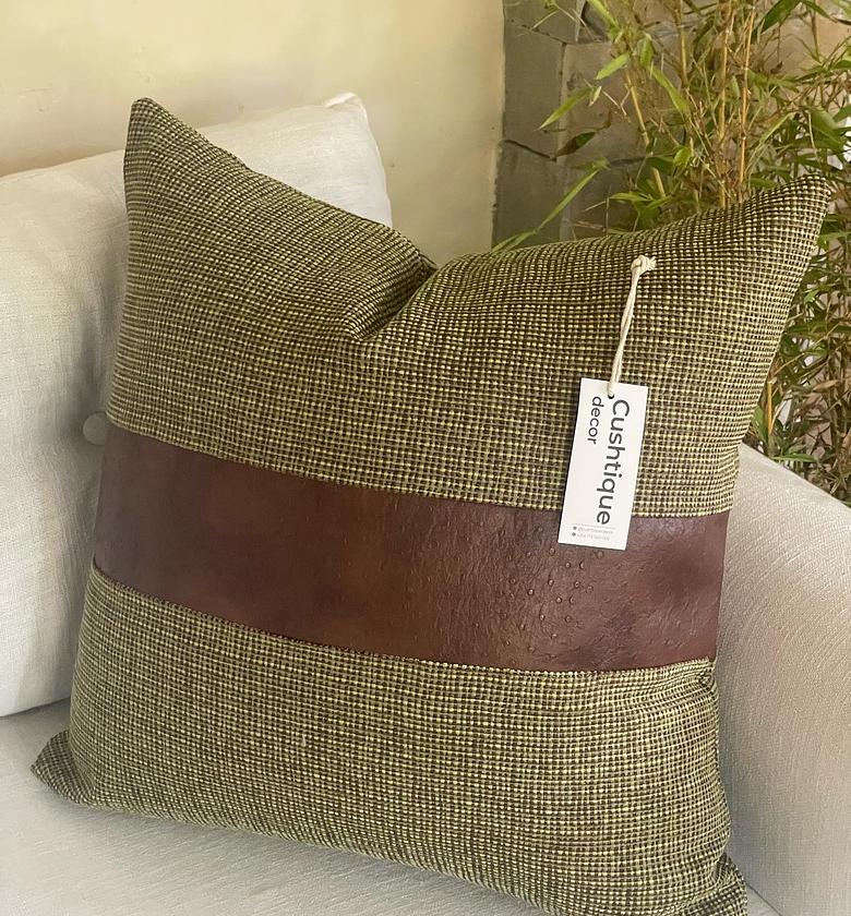 Sage Tweed + Ostrich Cushion image