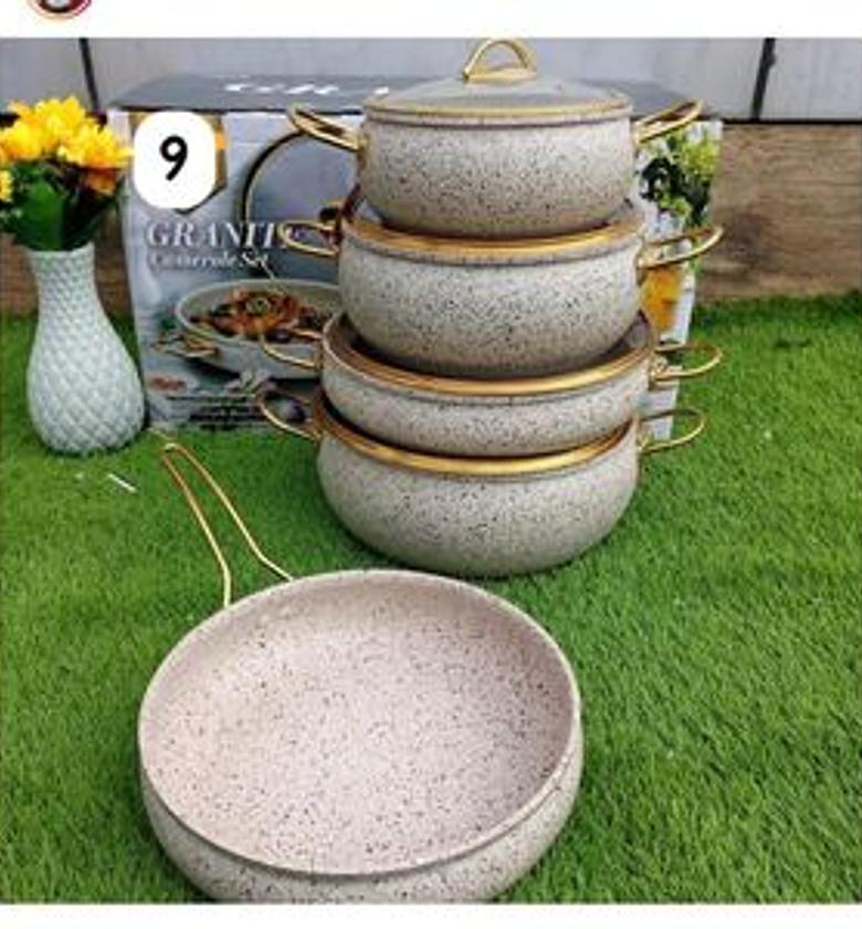 COOKWARE SET. High Quality 9 pcs granite coating cookware set Well Crafted from scratch-resistant and durable materials image