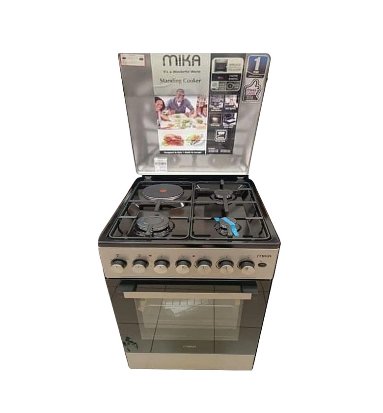 Mika 50*60, 3 Gas Jet Pool Burners + 1 Rapid Plate,  Electric Oven & ROTISSERIE Free Standing Cooker image
