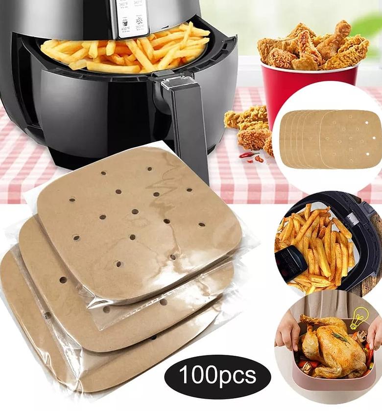 Rectangular Air Fryer Paper ✅ size 25cms  Rectangle Baking Pan BBQ Silicone Oil Paper Air Fryer Cheesecake Air Fryer Steamer Baking Paper image