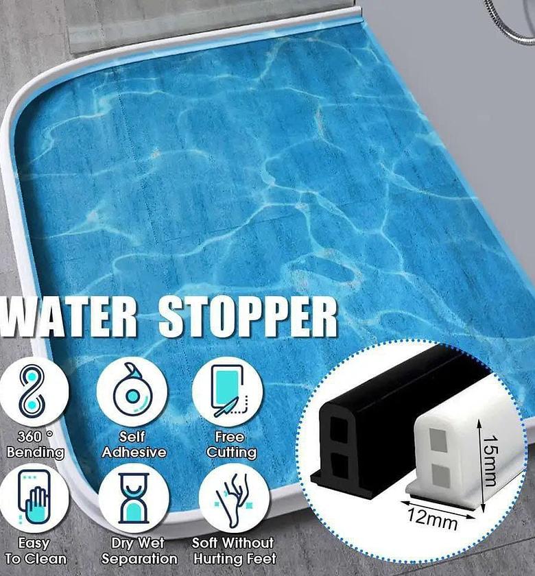 Self-Adhesive Silicone Bathroom Water Stopper Water Retaining Strip Bendable Bathroom Door Washing Machine Shower Dam Barrier image