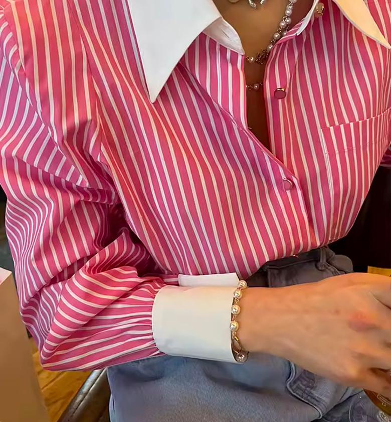 Draped Striped Shirt image