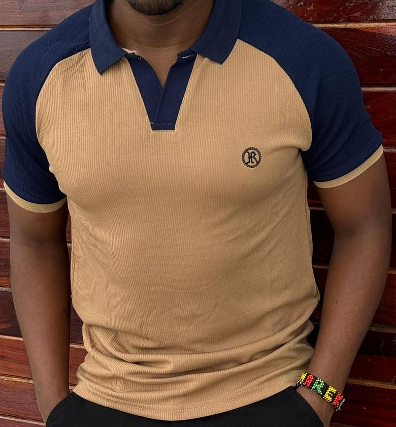 Men ribbed polo shirts   brown (Sizes: Xl-3xl) image