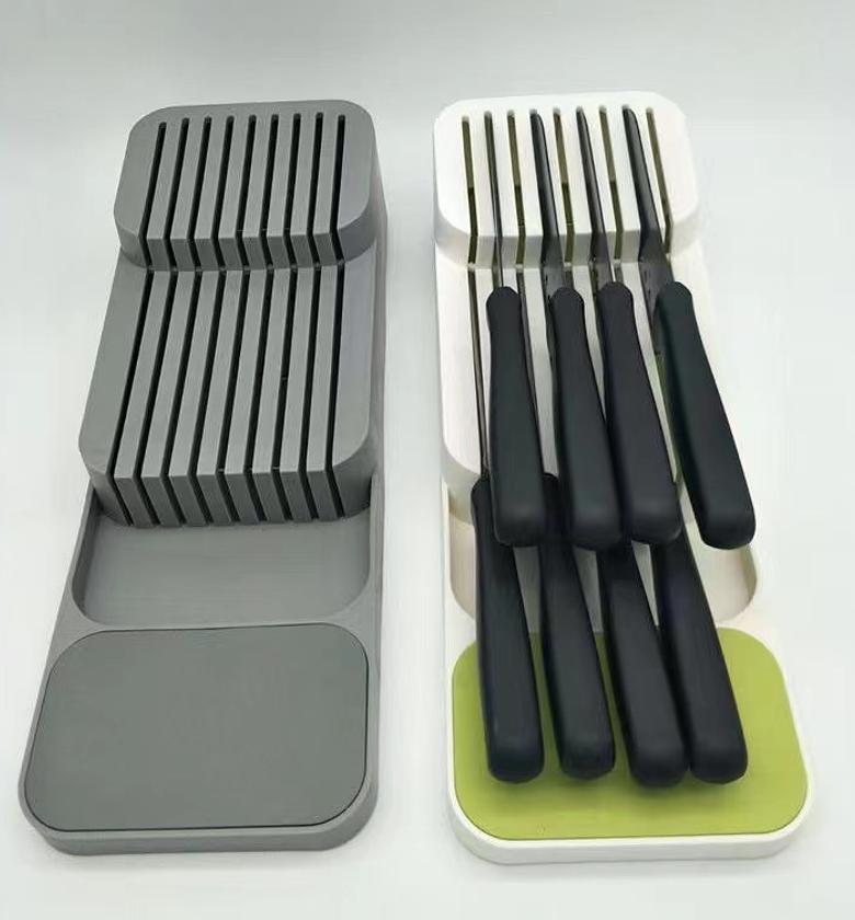 Kitchen details 2 tier knife drawer organizer | holds  knives | utensil holder | knife block | storage & organization | space saver | natural image