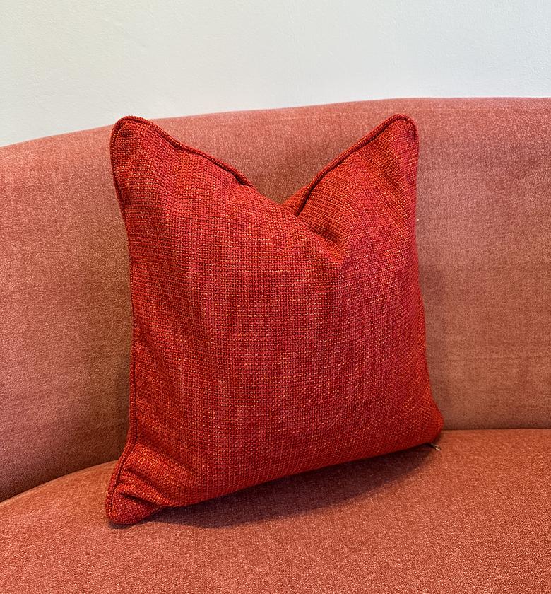 Native red chenille cushion cover. image