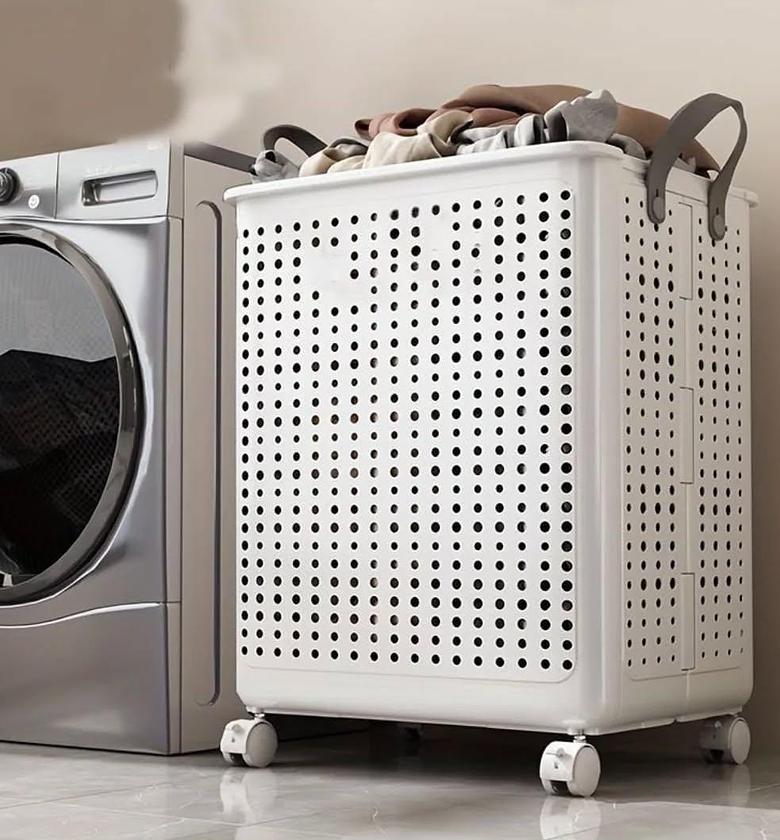 Big Foldable Eco-Friendly Laundry storage basket with wheels image