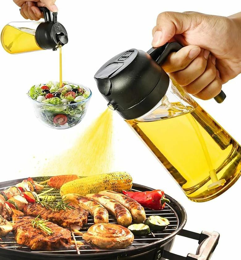 2 in 1 Oil / vinegar Sprayer   🔅Capacity 400ml 🔅For all kinds of liquid seasonings needed for cooking, such as oil, vinegar, soy sauce, syrup, cooking wine, etc. 🔅Materials: Glass + Food-Grade PP image