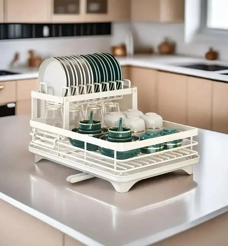 2 tier dish rack with cutlery holder & Chop Board Holder image