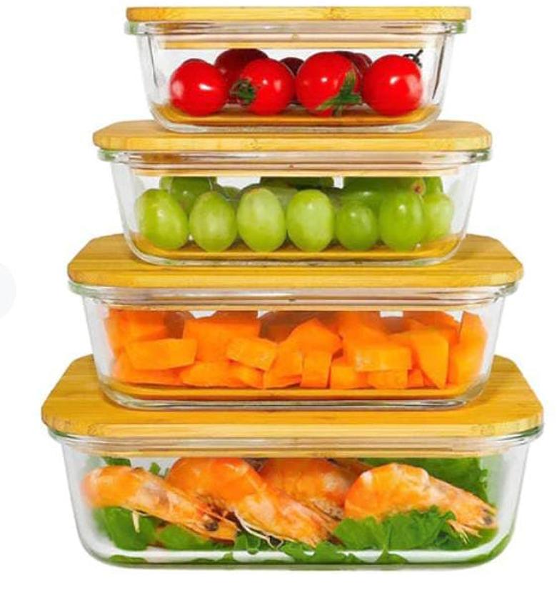 3 borosilicate food container with bamboo cover    image