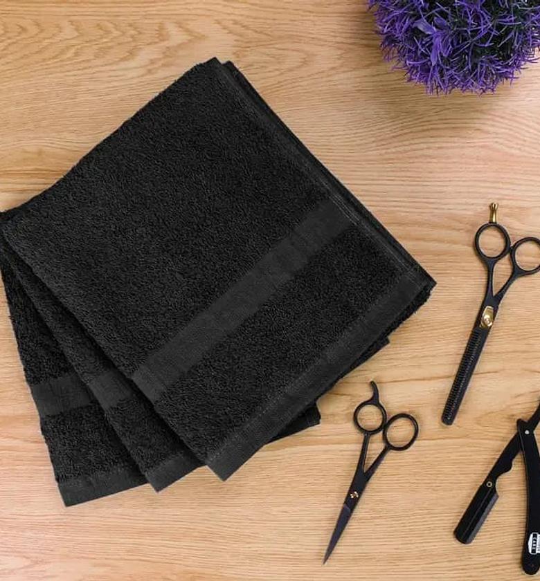 Highly absorbent cotton towels for hand, gym, beauty, spa, and home hair care, black salon towel  50 cm by 100cm         image