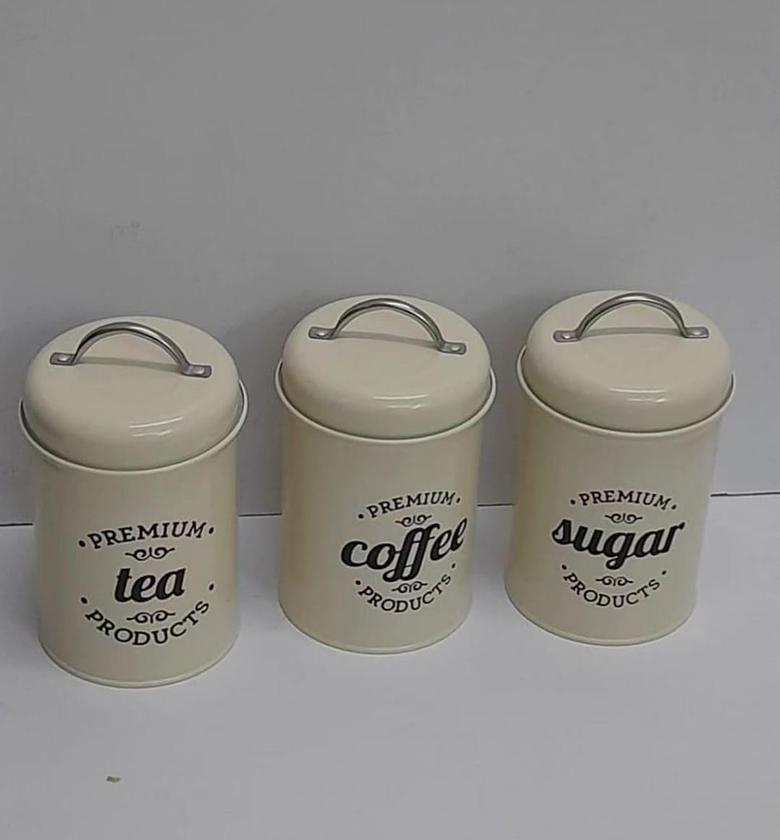 3pcs set metallic canisters. image