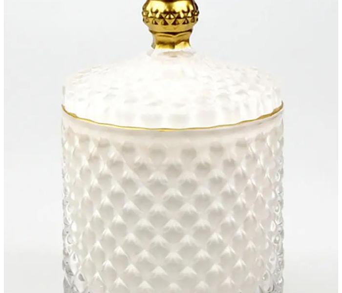 Glass white sugar dish image