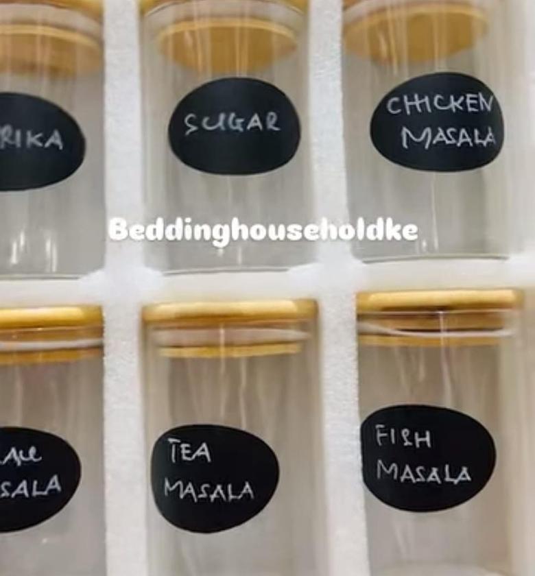 6-pack Round Glass Jars with Bamboo lid And Spoon. image