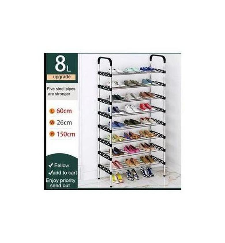 SHOE RACK. HEAVY DUTY 8 Layer Shoe Rack. Material PP And Stainless Steel Size 60*26*150 Cm Easy To Assemble And Disassemble image