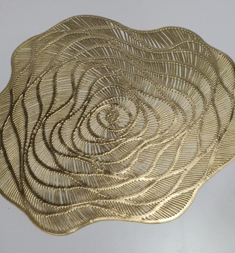 Durable pvc gold placemats set of 6，stylish heat-resistant round placemat for kitchen, dining, silver ,gold,bronze ,different style image