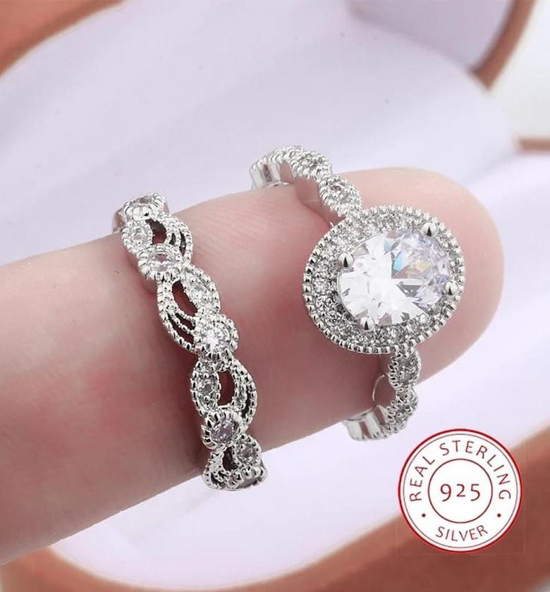 Sterling silver plated copper engagement ring image