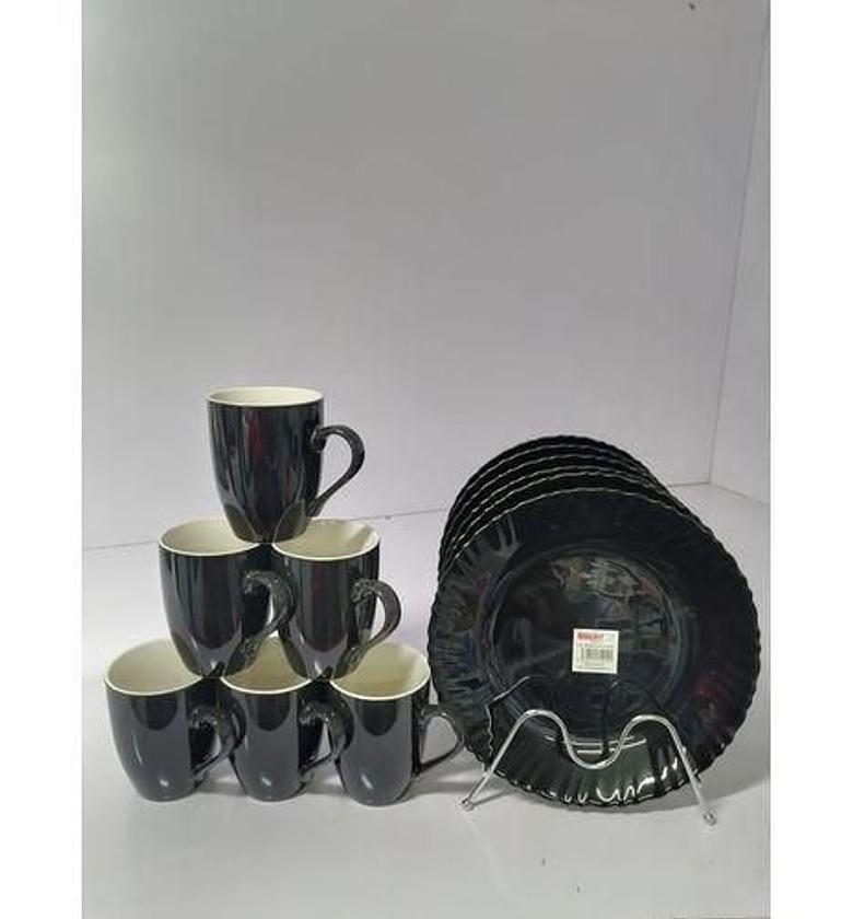 SUNDABESTS 12pcs Unique Dinner Set of 6 mugs and 6 plates image