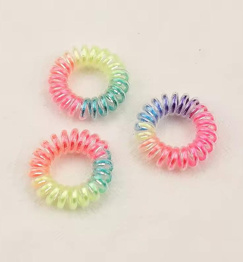 Multi colored spiral jelly hair scrunchies image