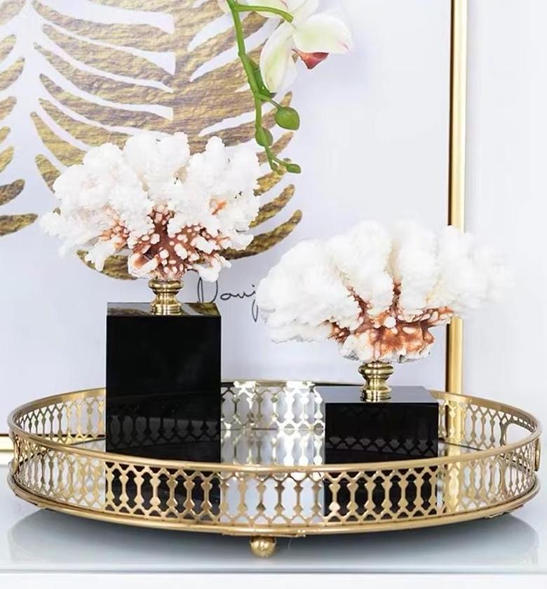 Vanity ROUND decorative gold vintage tray mirror now available  Diameter 32cm height 4cm image