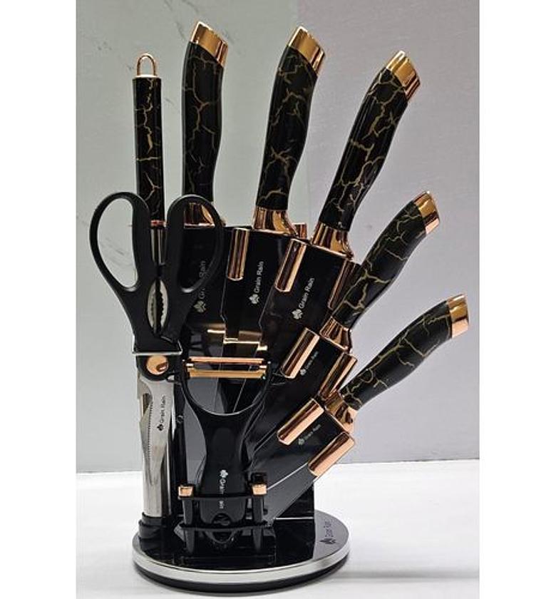 MARBLE BLACK CHEESE 9PC KNIFE SET, CERAMIC HANDLE image