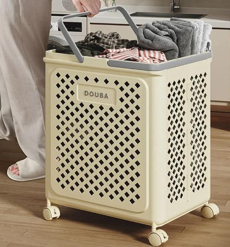 Big Foldable Eco-Friendly Laundry storage basket with wheels   image