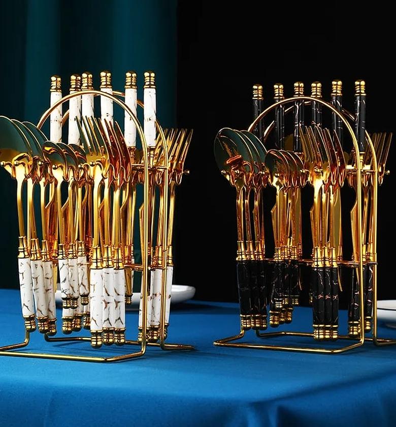 High Quality Affordable Stylish 24 pc cutlery spoon Marble  image