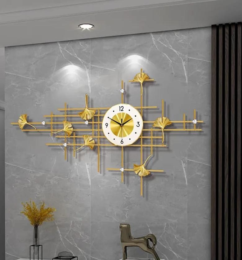  Metal Silent Wall Clock Luxury.Size as shown on the picture Mechanism Large Golden Art Digital Wall Clock Modern Design Room Decor Living Room. image