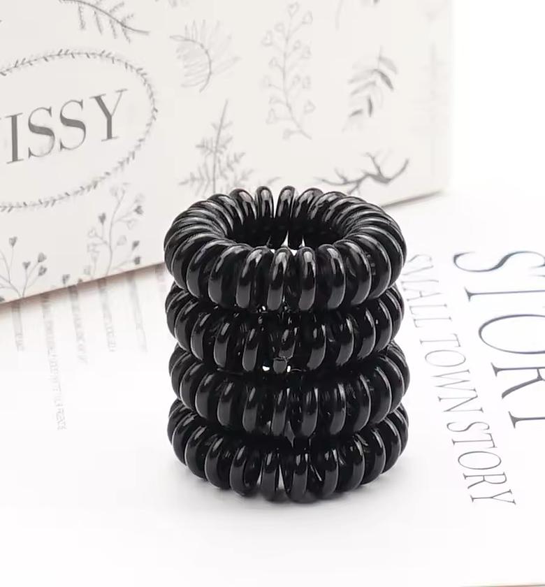 Black  coil jelly elastic hair scrunchies  image