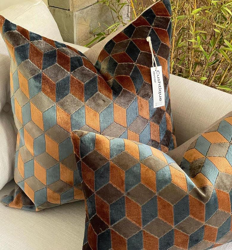 RUST GEO CUSHION image