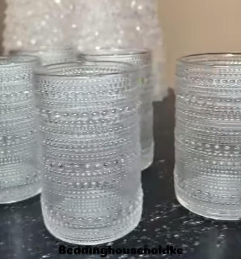 6 pcs set Embossed water/juice glass image