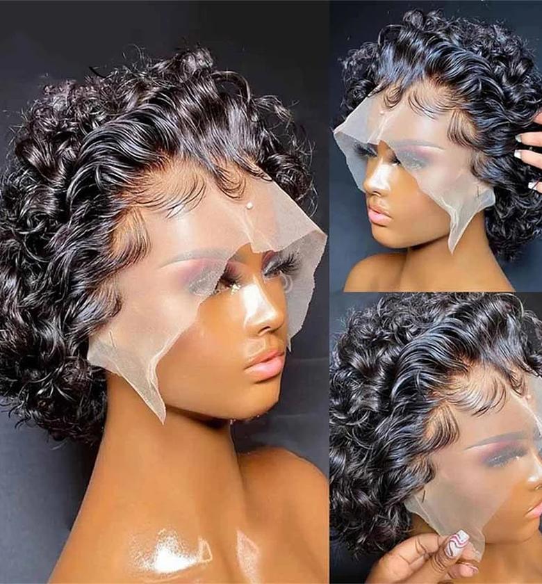 Short and Curly Human Hair Wig image