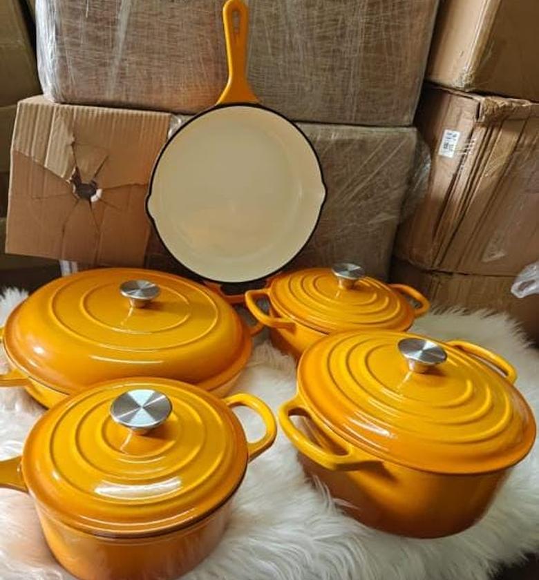 9pcs Enamel Cast iron cooking pots image