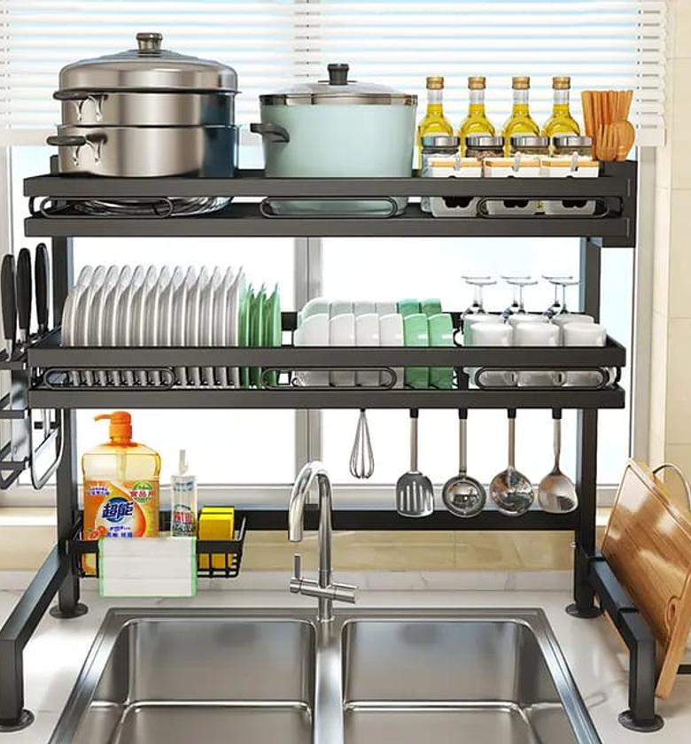 Double layer over the sink dish rack image