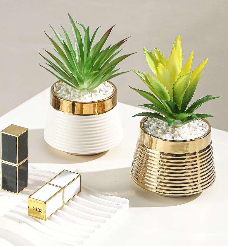 Vintage ceramic pot with flower image