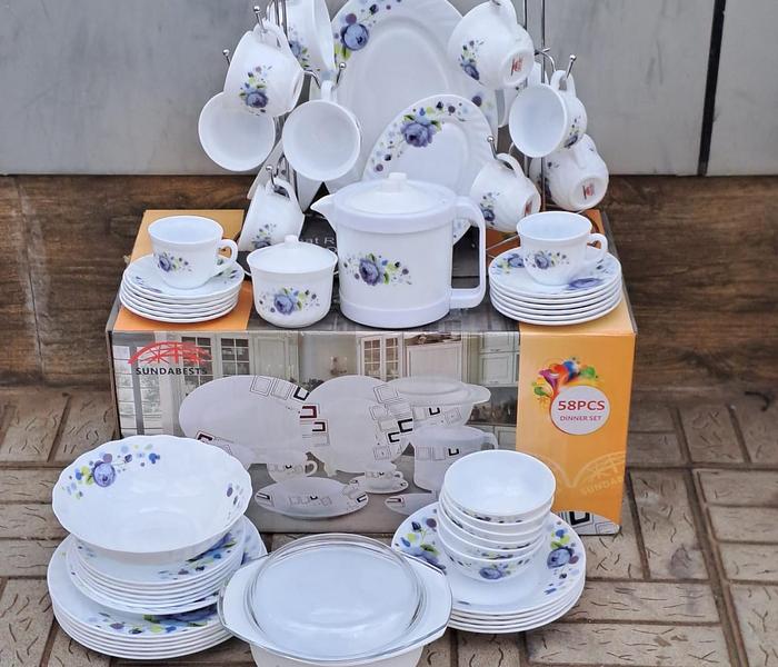 Ceramic Dinner Set 58 Pcs-white/blue image