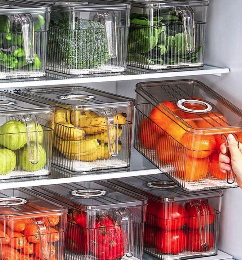 Acrylic fridge organizers with handle & drainer   image