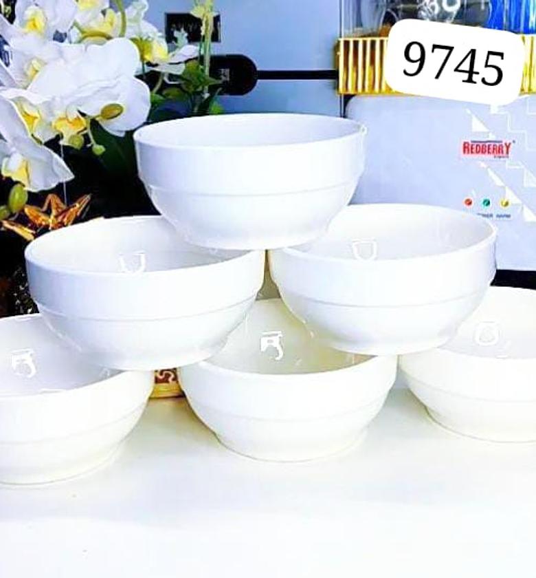 Set Of 6 White Ceramic Bowls image