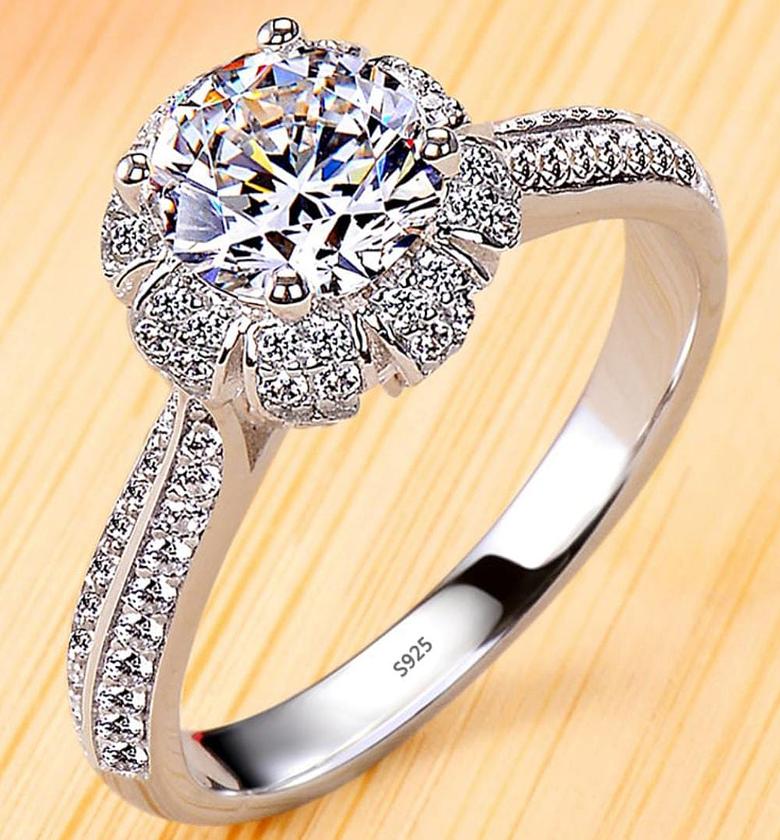 Crown sterling sliver engagement ring  image