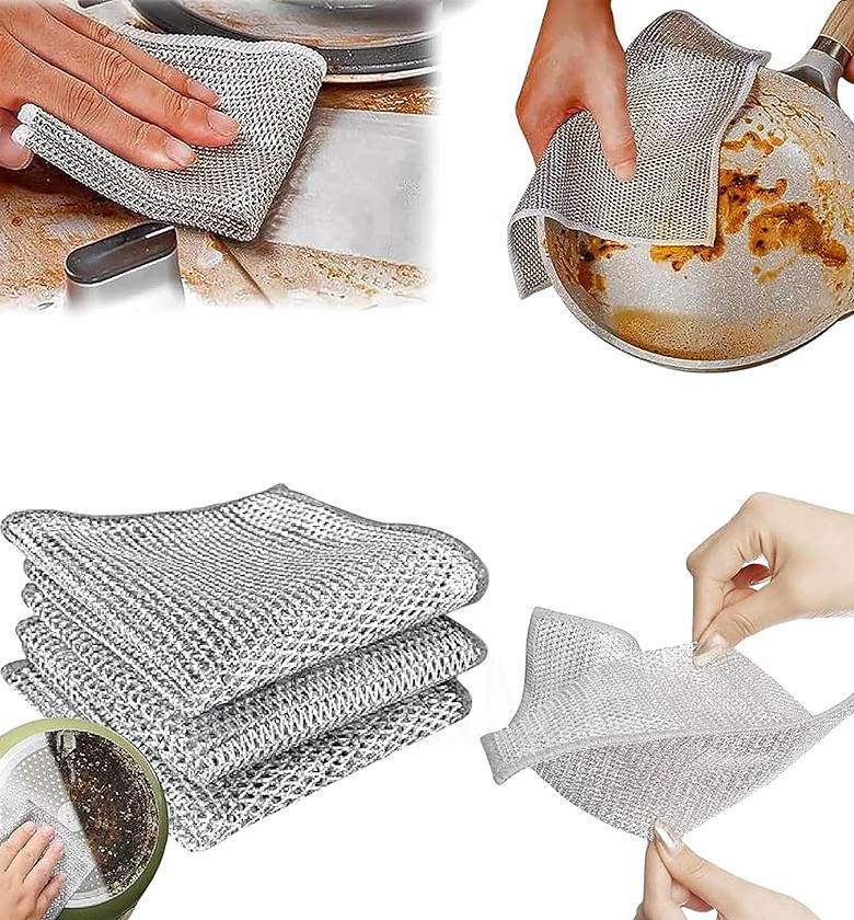 10pc pack silver rag double sided cleaning pads  image