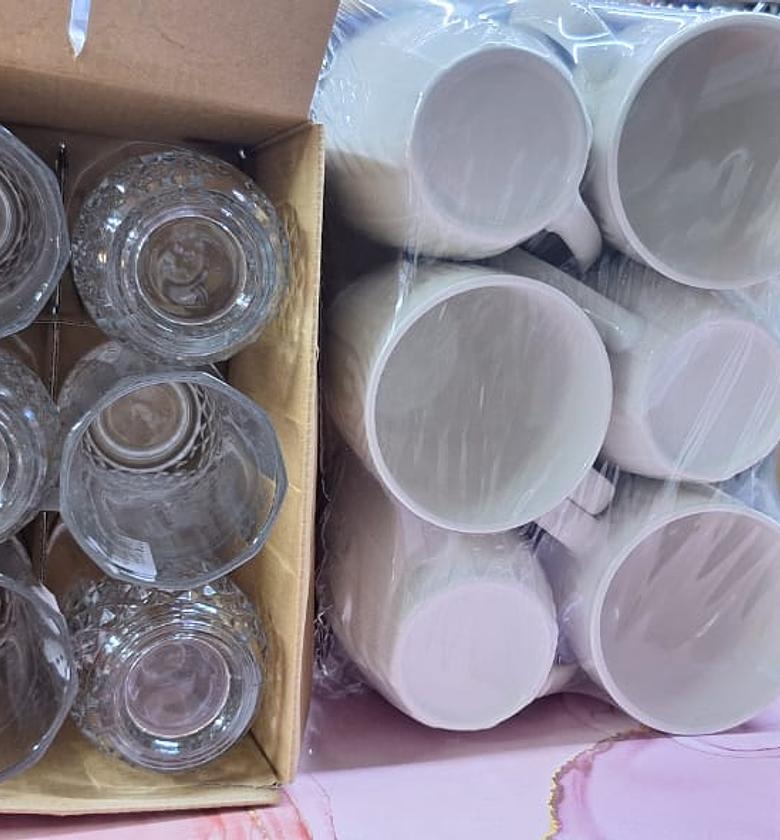 DRINKWARE SET. 8pcs drinkware set. 4pcs coffee cups + 4pcs water glasses image