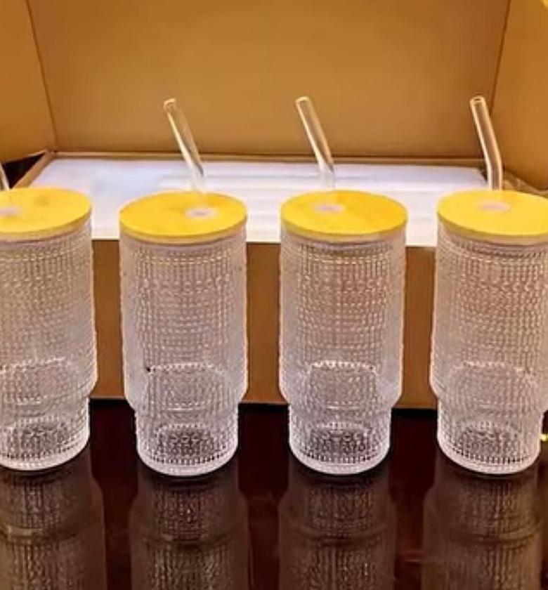 Aesthetic Highball crystal ribbed glasses image