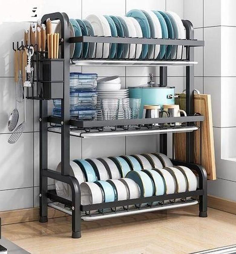 Heavy Duty 3 Tier Dish Rack With Cutlery Holder image