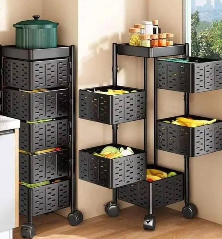 Heavy-duty 5tier Square Multi-layer Basket Storage Rack for Fruits and Vegetable image